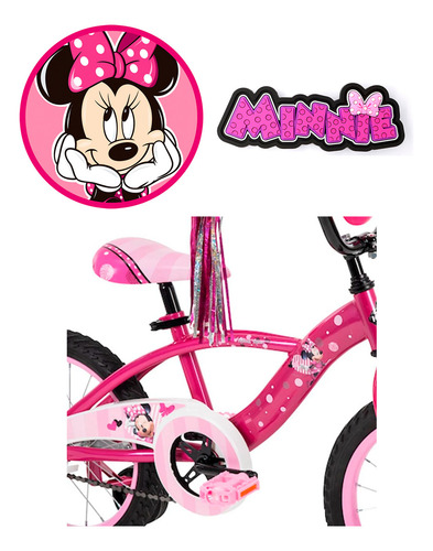 Bicicleta 16 + Scooter Plegable Luz Led Minnie Disney Huffy Color Rosa