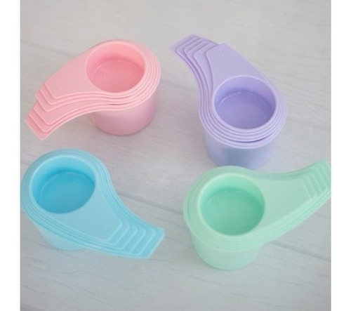 Imagen 9 de 9 de Set X6 Cucharas Medidoras Apilables Plástico Colores Pastel