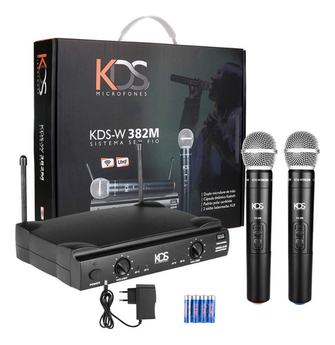 Microfone Duplo Bastão Sem Fio Kds-w382m Uhf Xlr Kadosh