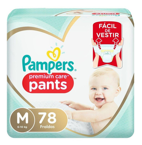 Fralda Premium Care Pampers Pants Top Tamanho M 78 Unidades