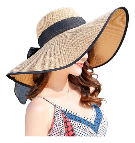 Sombrero Flexible Plegable Mujer, Sombrero Paja Con Solar Uv