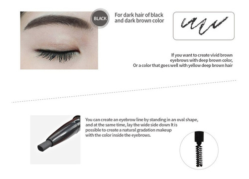 Eyebrow Negro / Lapiz Con Cepillo Coreano Para Cejas (1pz)