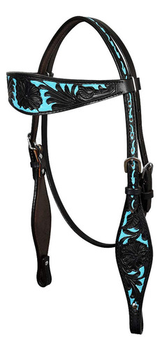 Hilason Western Horse Headstall Tachuela Brida Cuero Negro