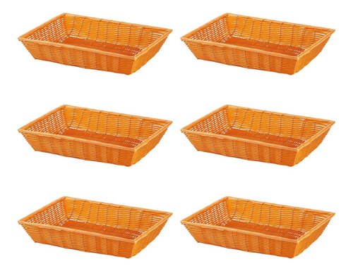 6 Cestas De Pan De Imitación De Ratán 30x20x7cm