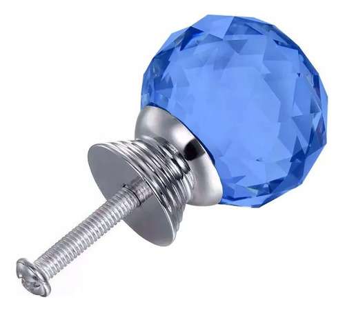 Tirador De Cristal Facetado Diamante Azul Cajón Hogar Cima