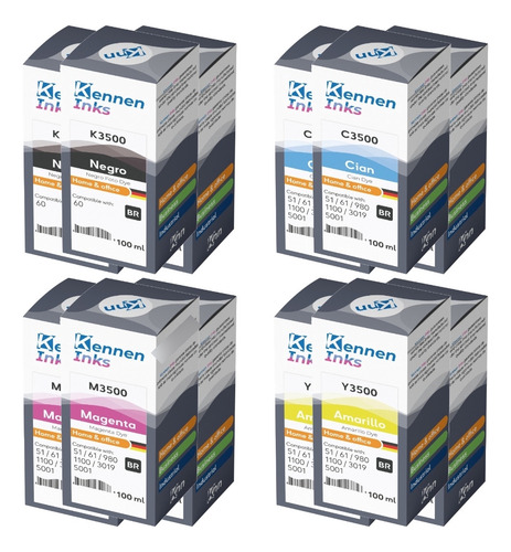 Tinta Alemana Kennen Inks Para Btd60k Bt5001 Set 4x300ml Box