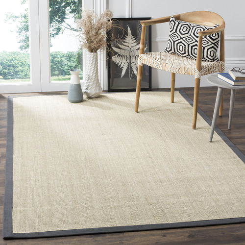 Alfombra Sisal Safavieh Color Maiz Negro Tejida Mano Fibra 5