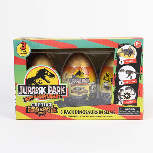 Jurassic Park Dino Captivz Huevo Sorpresa Slime Pack X3