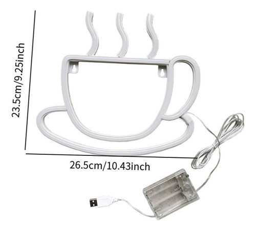 Letrero De Neón Con Forma De Taza De Café Led, Luz De