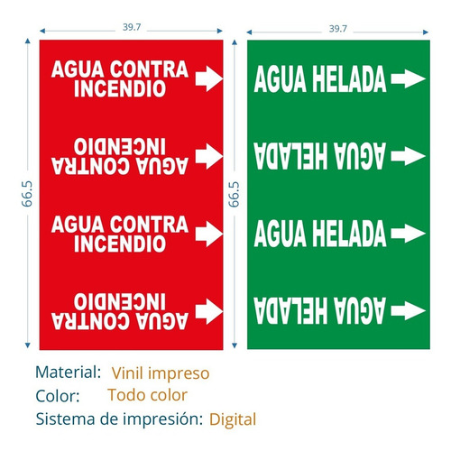 Imagen 2 de 6 de Señalamiento Etiquetas Adhesivas Identificación De Tuberías