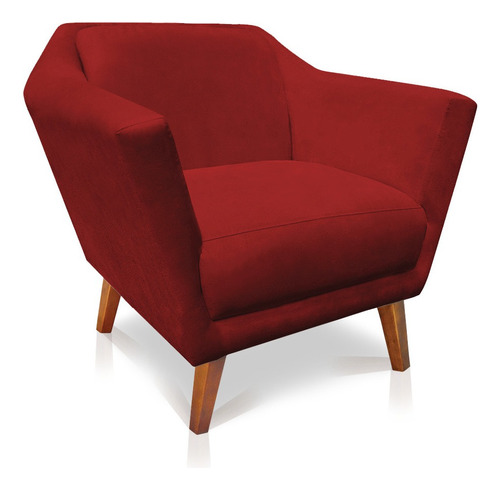 Poltrona Decorativa Pérsia Suede - Pallazio Cor Vermelho