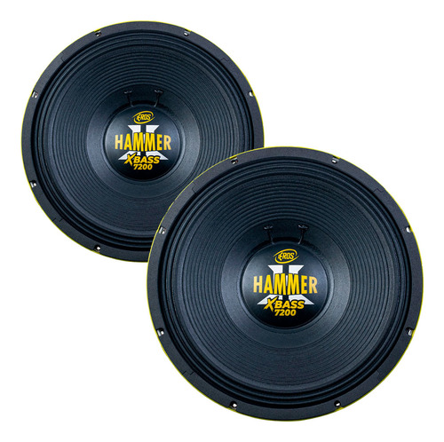 2 Woofer Eros 15pol E15 Hammer Xbass 7200 4500w Rms Amarelo