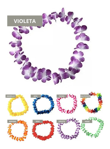 Imagen 6 de 10 de 12 Collar Hawaii Hula Flores Hawaiano 8 Colores Carioca