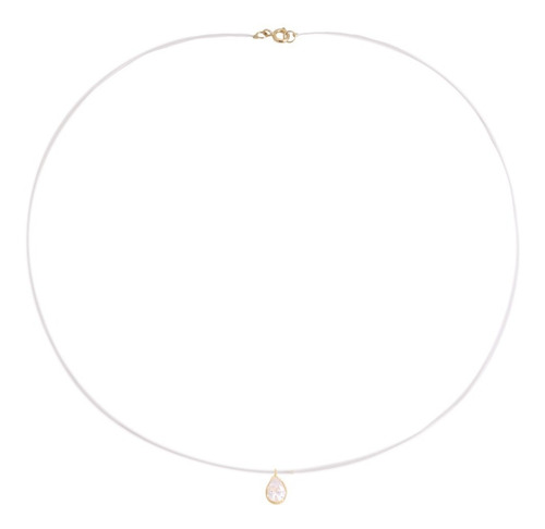 Imagem 1 de 7 de Gargantilha Fio Solitario Zirconia Gota Em Ouro 18k/750