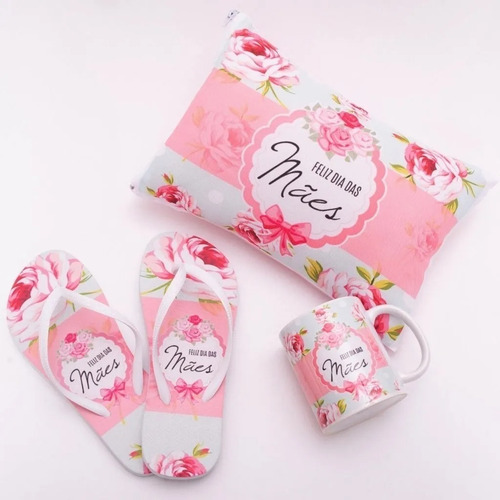 Kit Presente Dias Das Mães Linda Xicara Almofada Chinelo Top