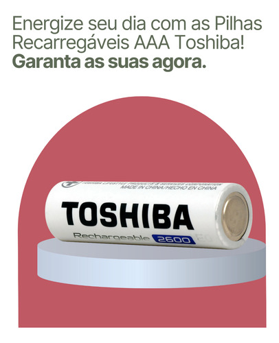 Kit C/12 Pilhas Recarregáveis Aa 2600 Mah Toshiba 2a Normal