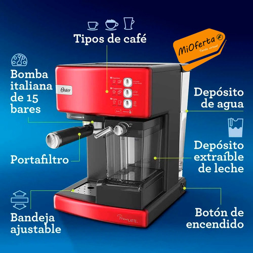 Oster Combo Cafetera Bvstem6603r + Molinillo Bvstbmh23