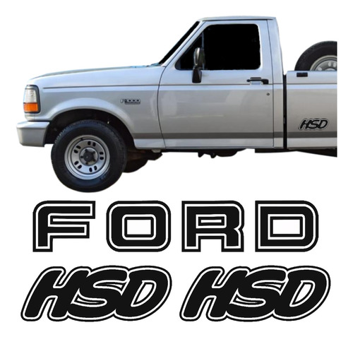 Kit F1000 Adesivos Emblemas Ford E Hsd Em Preto Tuning Fgc