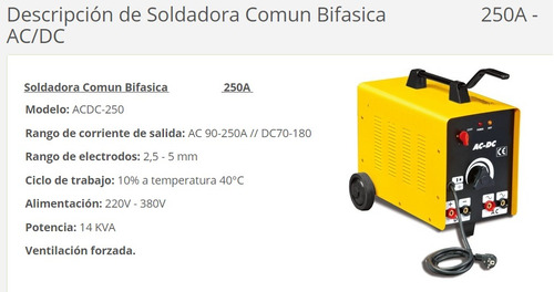 Imagen 2 de 4 de Soldadora Kushiro Electrica Bifasica 220v 380v Ac Dc 250
