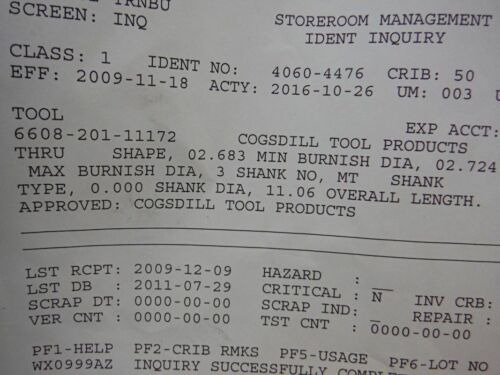 Cogsdill Morse Taper #3 Burnishing Tool 6608-201-11172 ( Yyz
