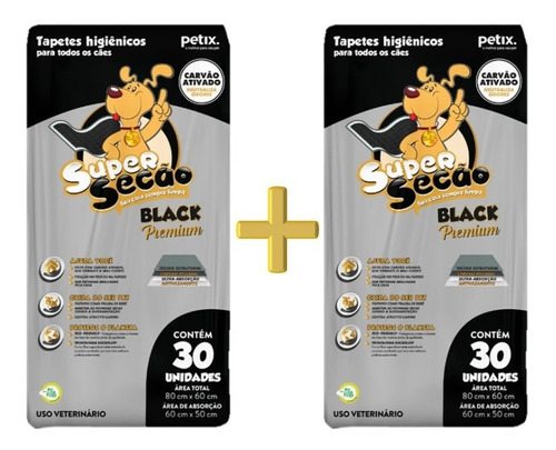 Kit C/ 2 Tapetes Higiênico Super Secão Black Premium 60 Uni