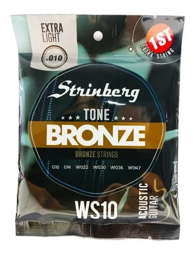 Encordoamento Strinberg Violão Aço 010 Ws-10 Bronze Ws10 Top