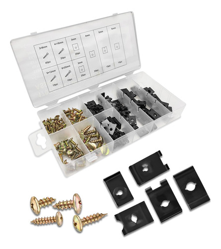 Kit Surtido 170 Tornillo Clips Automotriz U Para Automovil 9