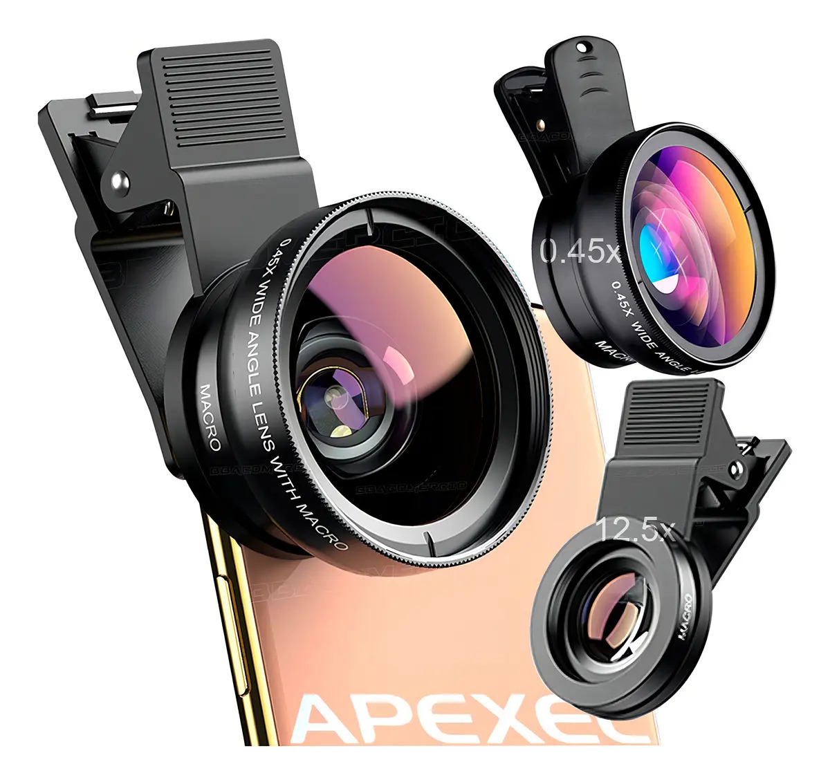 Lente Celular Apexel APL-0.45WM Macro 12.5x E Super Ângulo Amplo 0.45x