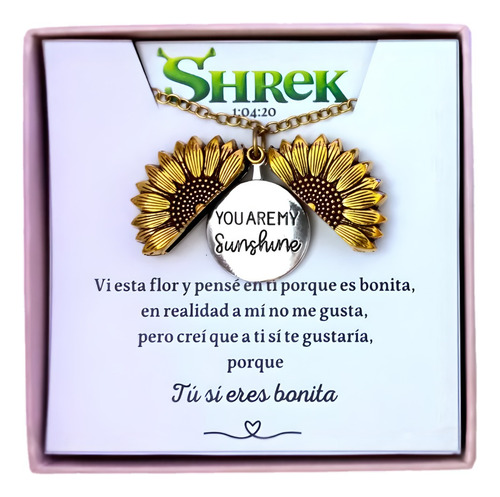 Collar Girasol Shrek Dije Regalo Para Mujer Joyería Promesa