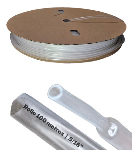 Rollo 100m Tubo Aislante Thermofit 5/16 Pulgada Transparente