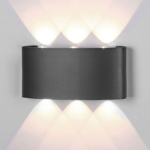 Aplique De Pared Exterior 6w Led Luz Cálida Decoración Hogar Color Negro