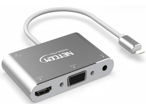 Adaptador Lightning A Hdmi Vga Y Jack Netcom 4k 60hz