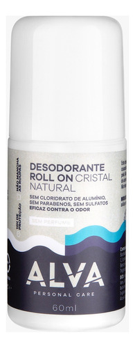 Desodorante roll on cristal sem perfume 60ml Alva