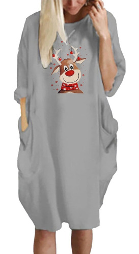 Vestido Navidad Talla Comodo Camiseta Manga Larga Suelto