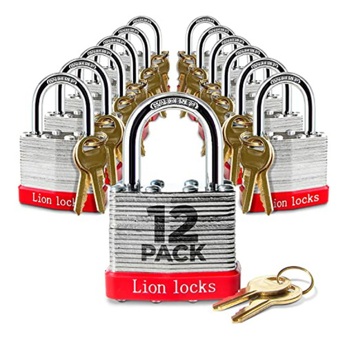 Candados  Lion Locks 12 Con Llaves Iguales Con Grillete De 1