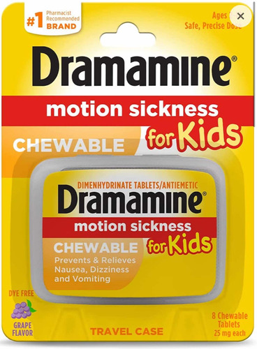 Dramamine Masticable Pediátrico X 8 Comprimidos De 2-12 Años