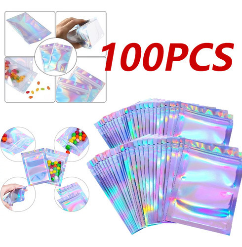100 Piezas De Lámina De Aluminio Plástico Bolsa Con Cierre H
