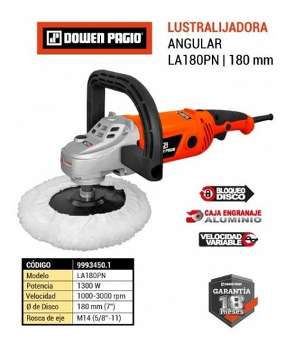 Imagen 4 de 10 de Lustralijadora Angular 180 Mm 1300 W Dowen Pagio 9993450.1