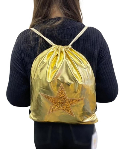 Divina Mochila Bolsa Marinera Lali Star Cuero Pu Metalizado