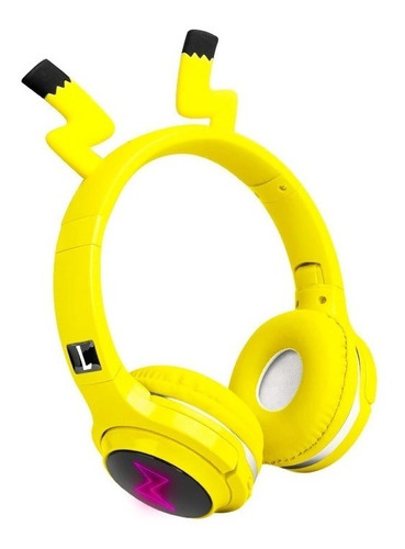 Headphone Fone De Ouvido Bluetooth Sem Fio 5.0 Hd Pikachu Cor Amarelo