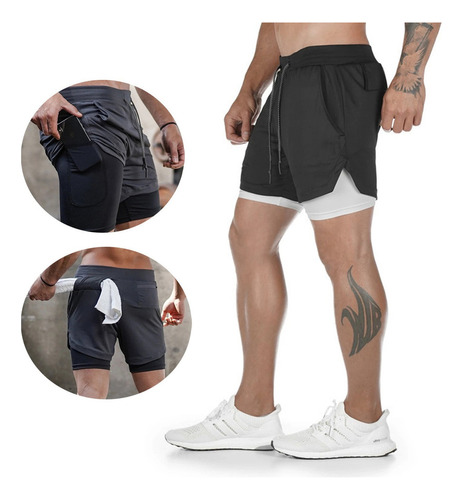 Pantalones Cortos De Running Deportivo Para Hombre, Gimnasio