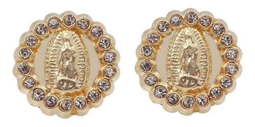 Amor Eterno - Broqueles Aretes Virgen Guadalupe 18p Oro 10k