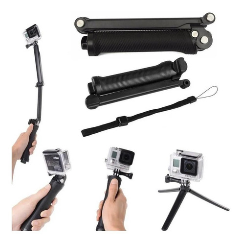 Bastão Monopod Retrátil Gopro Hero8 7 6 5 4 3 + Tripe 3 Way