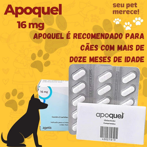 Imagem 5 de 9 de Apoquel Anti Coceira Zoetis Para Cães 16mg