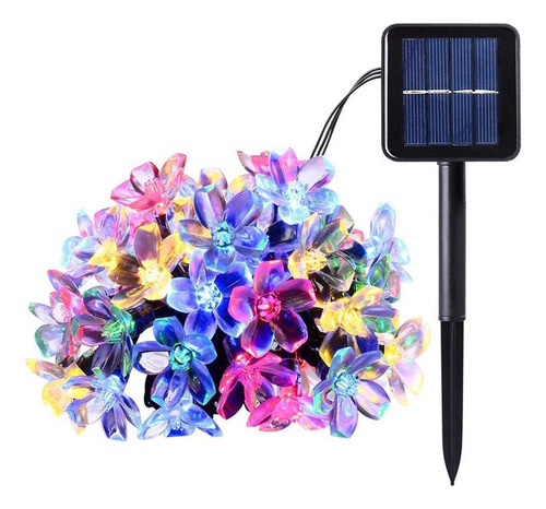 A Luces De Cadena De Flores Alimentadas Con Energía Solar