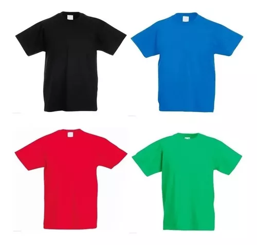 Camisetas Niños En Color Algodón 180 Cuello Redondo Nacional