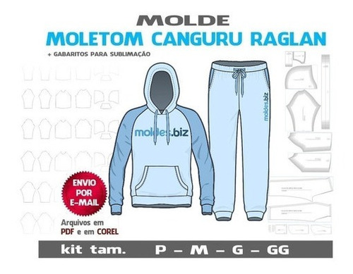 Molde Moletom Raglan Masculino E Calça Conjunto (pdf E Cdr)