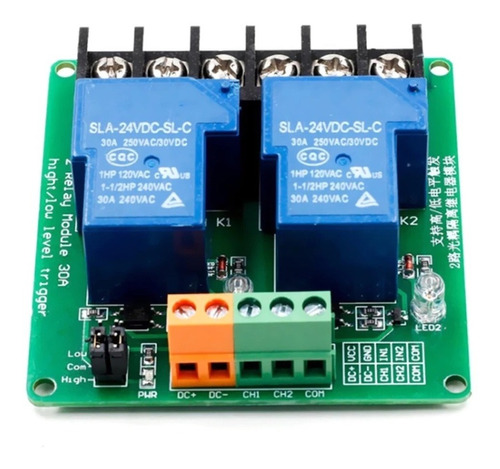 Modulo Rele 2 Canales 24v 30a Relevador Optoacoplado Arduino