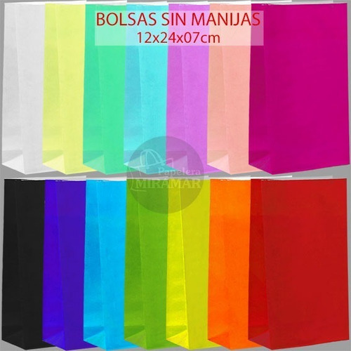 50 Bolsas Papel Lisas S/manija Kraft Madera Blanco O Colores