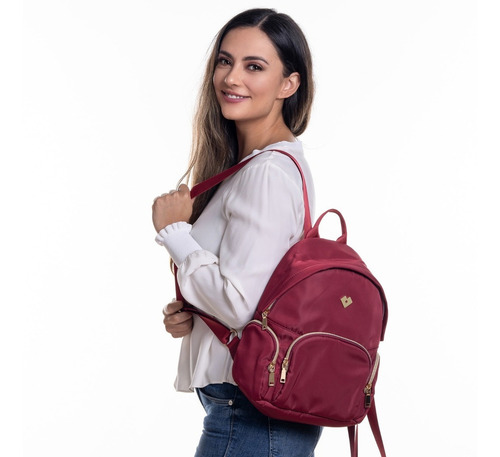 Mochilas Mujer Juveniles, Backpack Tipo Bolsa Dama Luckyly Color Vino